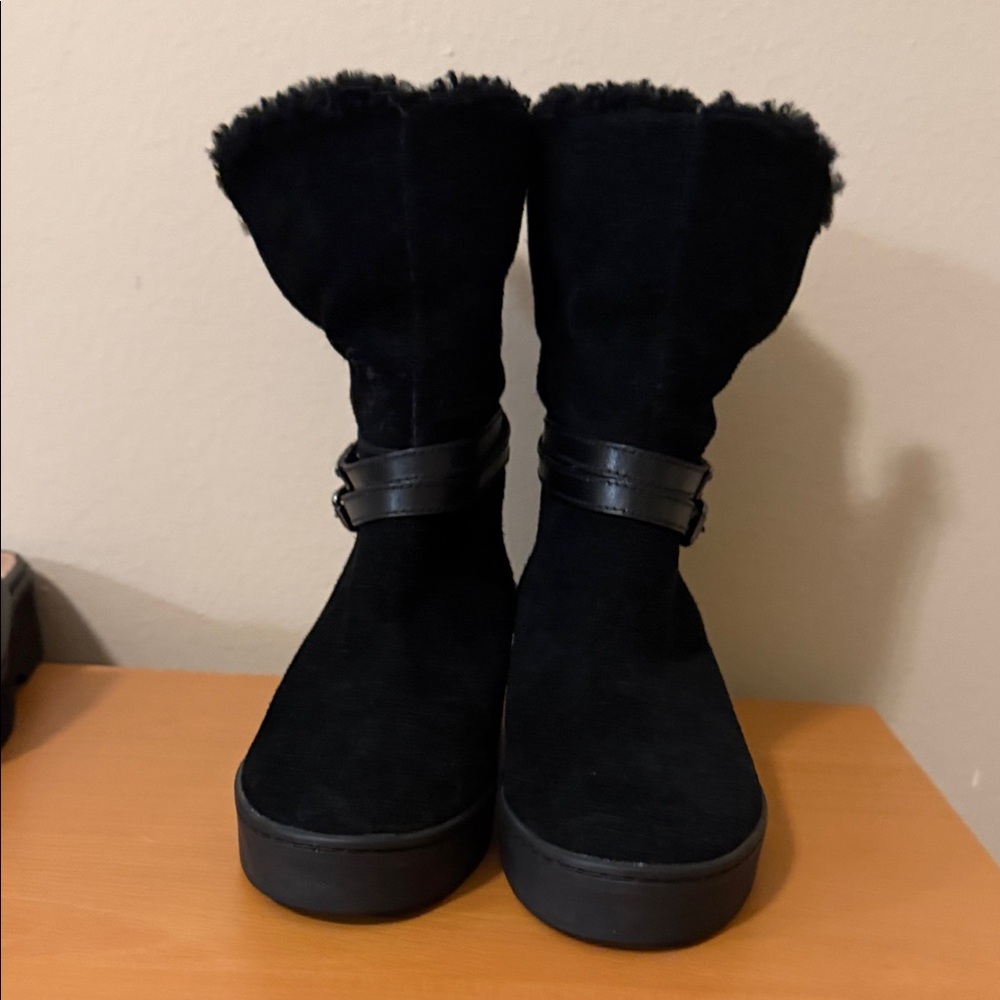 Coach Black Winter Boots with Fur Trim